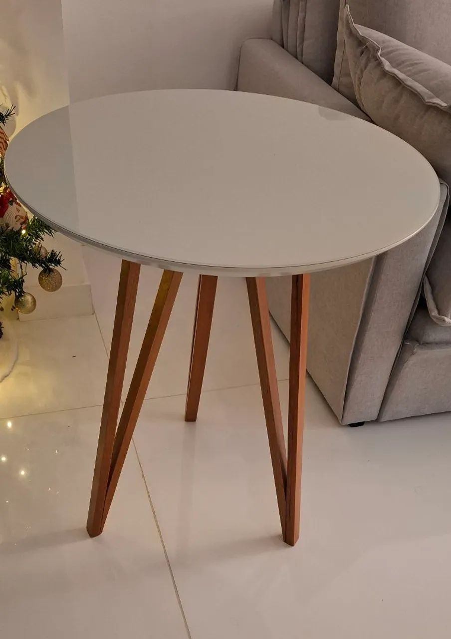 Mesa para varanda interna tampo vidro, pés madeira - Foto 2