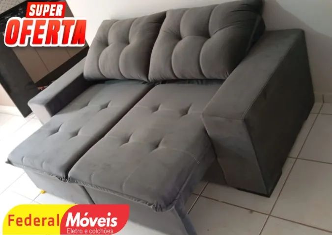 Sofá 2,00m Ret/Rec Veludo NOS CHAME NO WHATSAPP