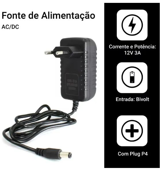 Fonte 3a 12v Estabilizada Chaveada Cftv e Fita Led Bivolt - Foto 2