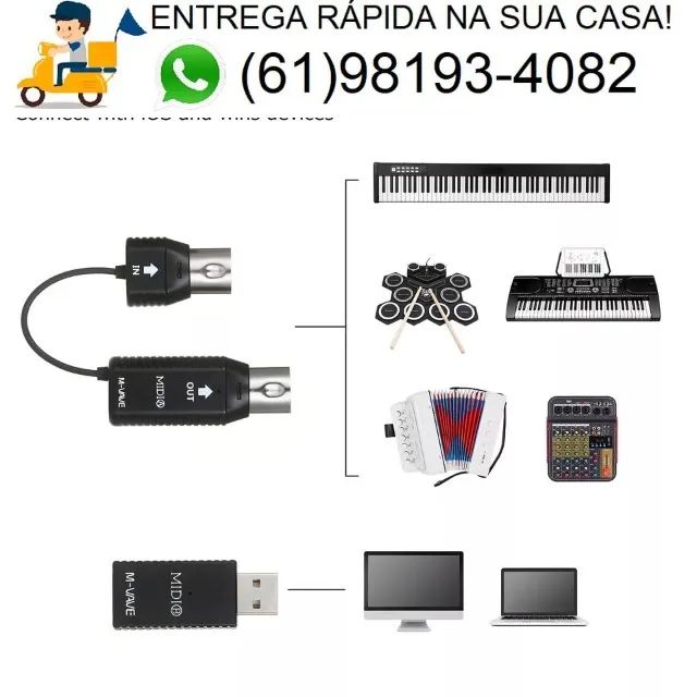 Adaptador Midi Sem Fio M-vave Din 5 Pinos Ms1(NOVO) - Instrumentos ...