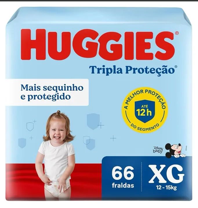Fraldas Huggies Tripla Proteção XG 66 unidades