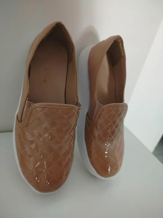 Sapatênis feminino casual bege - Foto 2