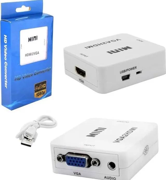 Mini Conversor Adaptador HDMI para VGA + Áudio
