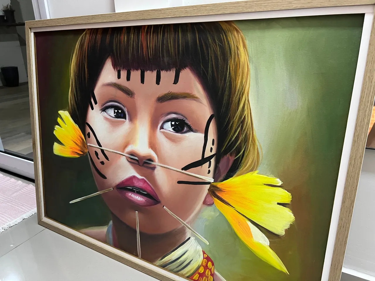 Quadro Índio Pintado a Mão