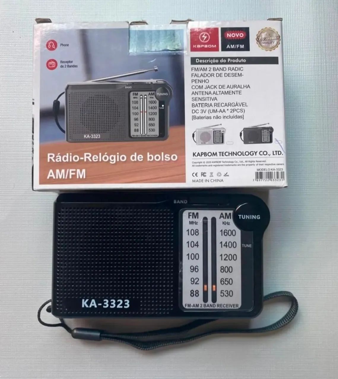 Rádio Relógio e Bolso AM/FM 