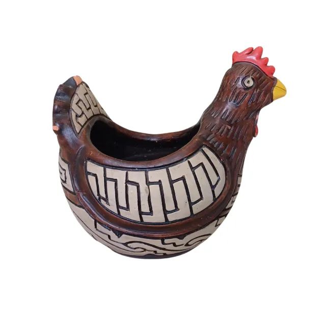 Enfeite galinha em cerâmica