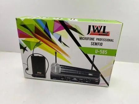 Kit 2 microfones sem fio com base e maleta jwl