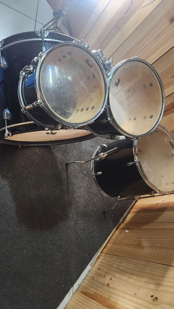 Bateria Pearl Roadshow Preta SHELLPACK com caixa - Foto 3