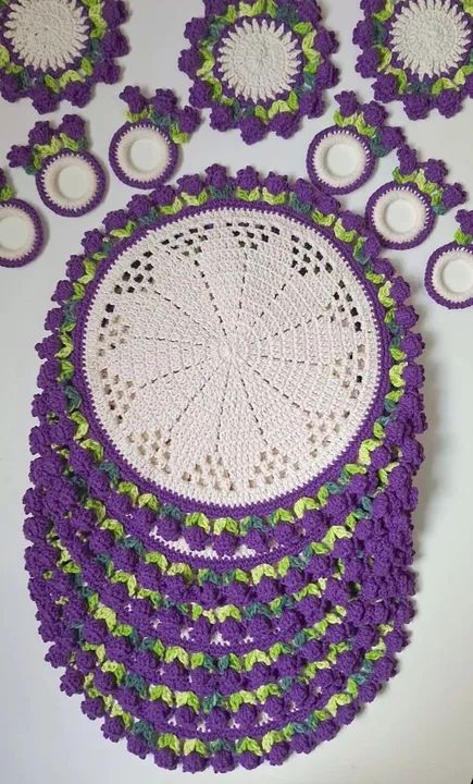 Kit Jogo Americano de Crochê  4 Lugares completo - Foto 6