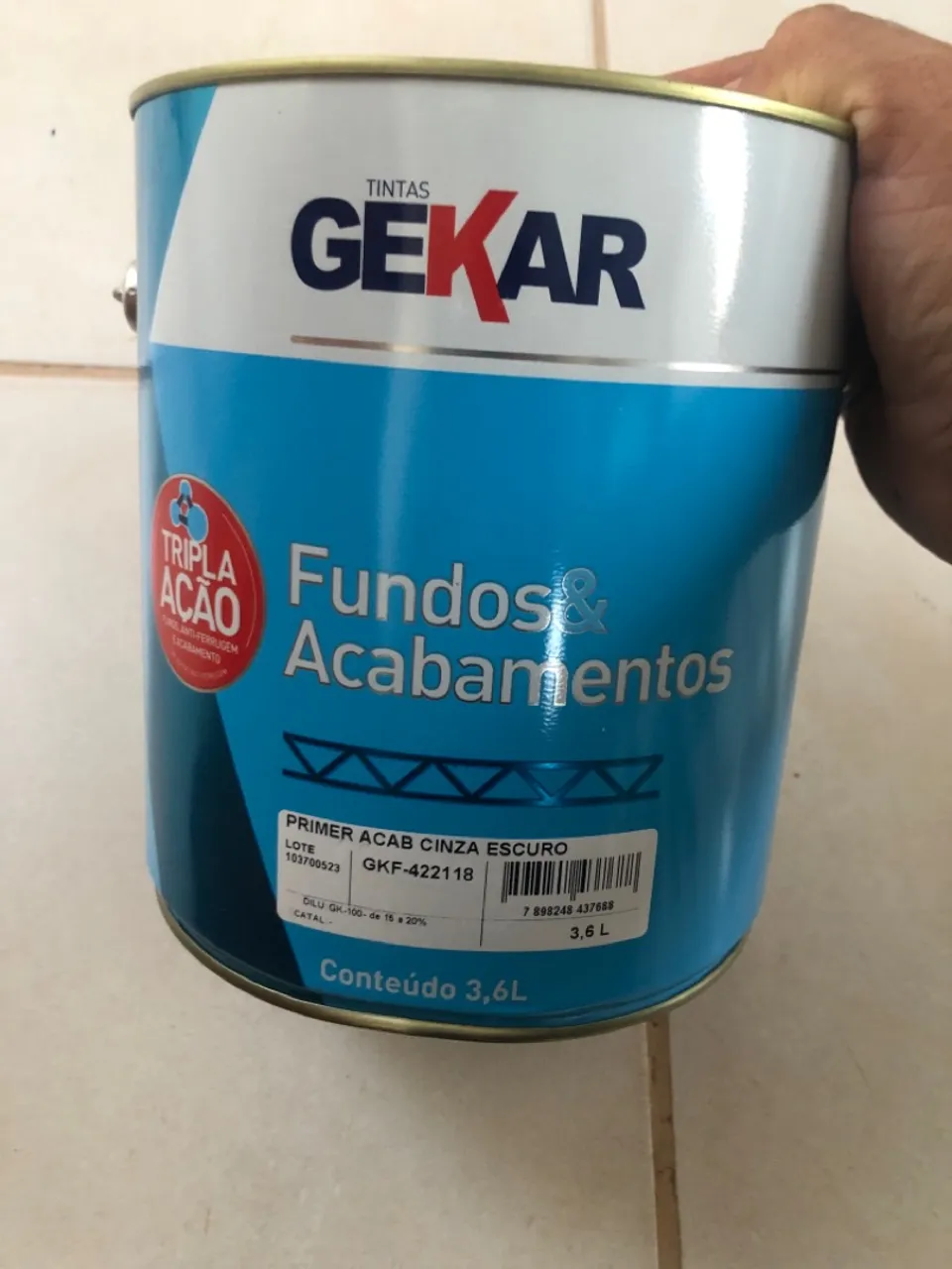 Tinta Gekar Fundos e Acabamentos Cinza Escuro 3,6L