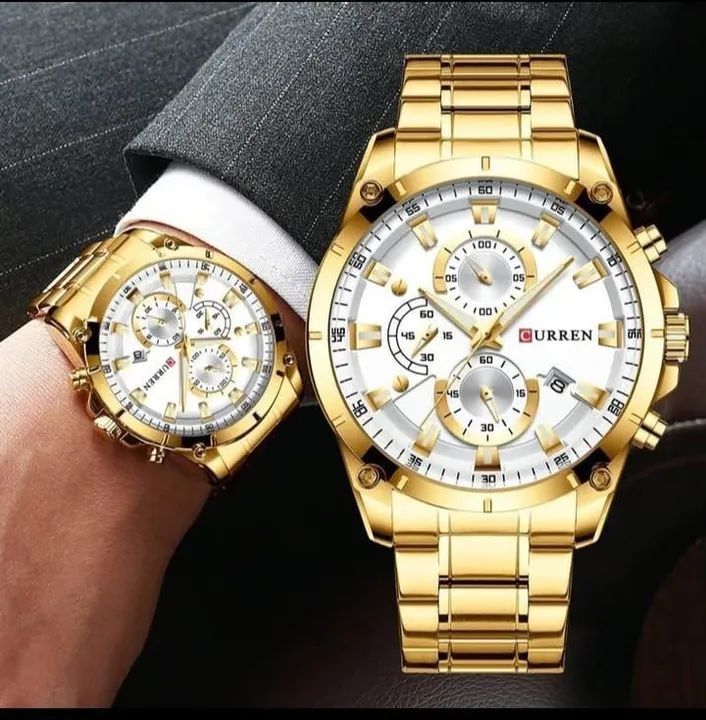 Relógio Masculino Curren Cronógrafo Dourado - Foto 5