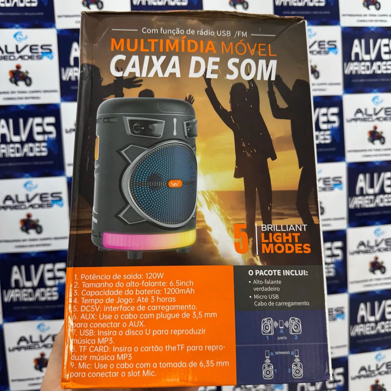 Caixa de som sem fio bluetooth com entrada para microfone  - Foto 2