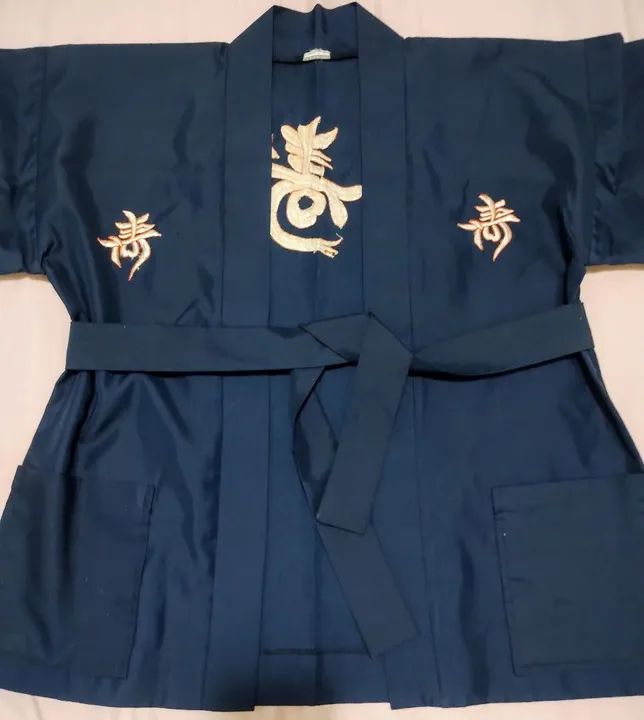 Kimono bordado de passeio - M -Azul Escuro