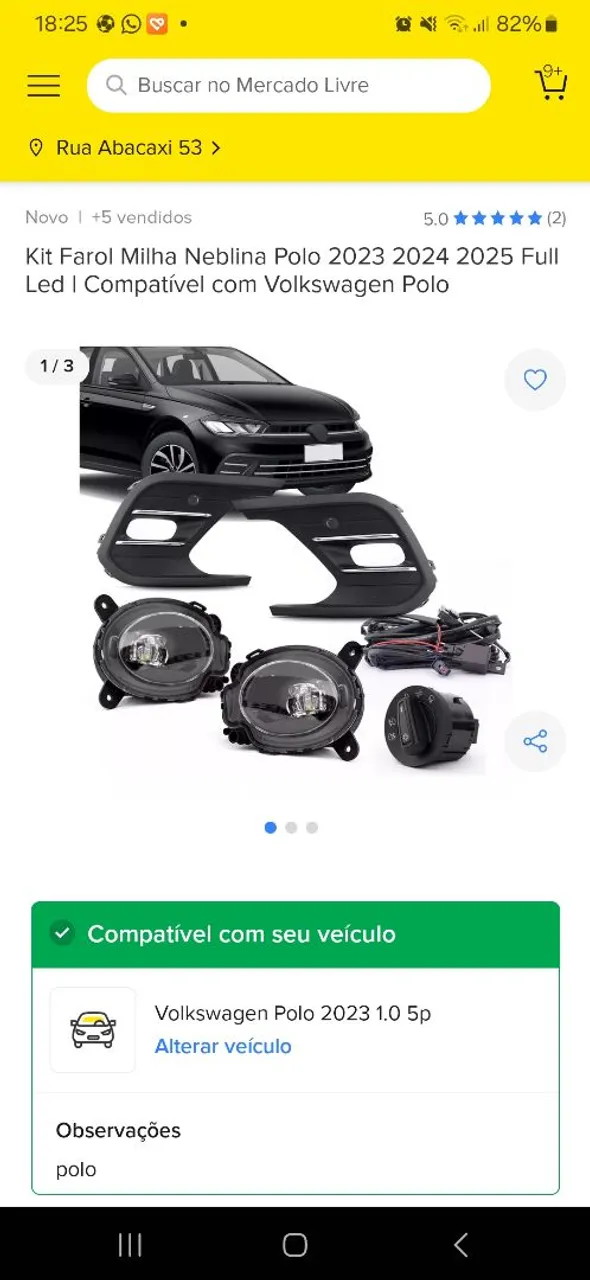 Kit Farol de Milha Neblina LED para Volkswagen Polo 2023-2025