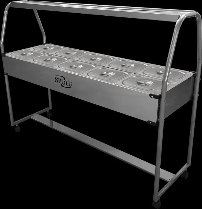 A. Buffet térmico 10 cubas inox completo