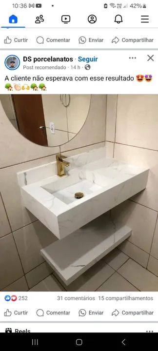Pias pra banheiro tudo de porcelanato 