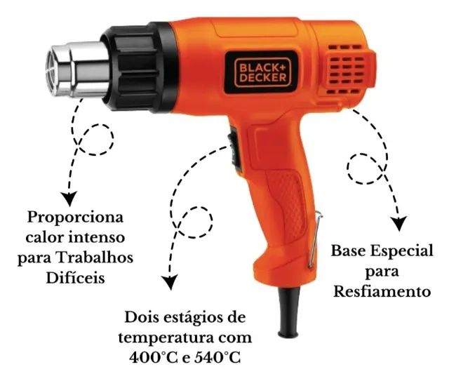 Soprador Térmico 1.500w Profissional 220v  Black Decker Modelo HG 1500B2 - Foto 4