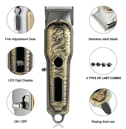 Máquina De Cortar Aparar Cabelo E Barba Com Display Sem Fio Recarregável z1313 - Foto 5