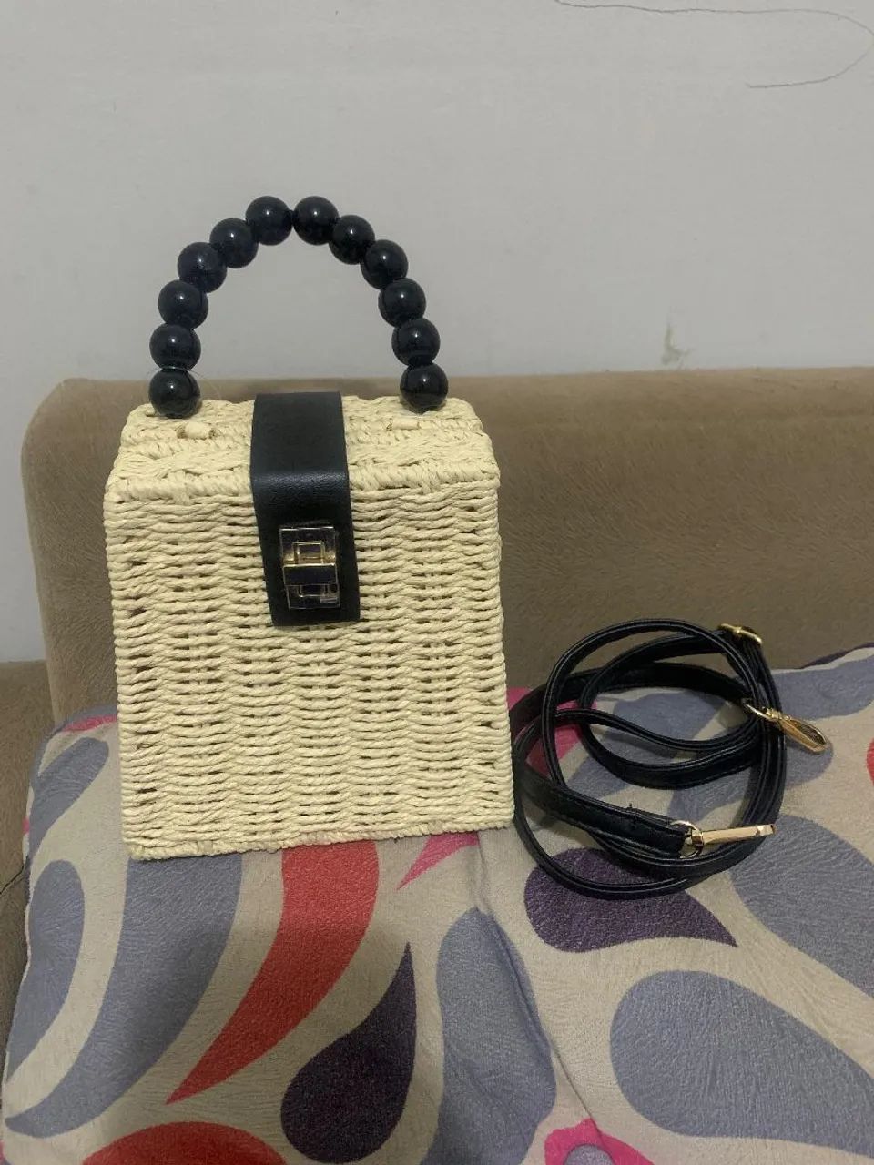 Bolsa Feminina Palha Quadrada na Tag - Foto 2