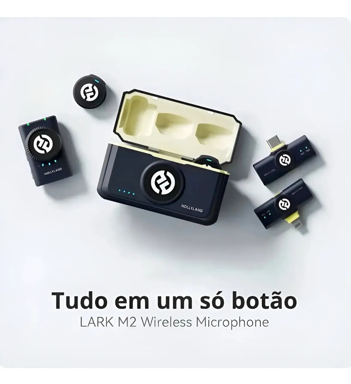 Microfone Lapela Hollyland Lark M2 Combo Usb-c E Lightning Preto - Foto 2