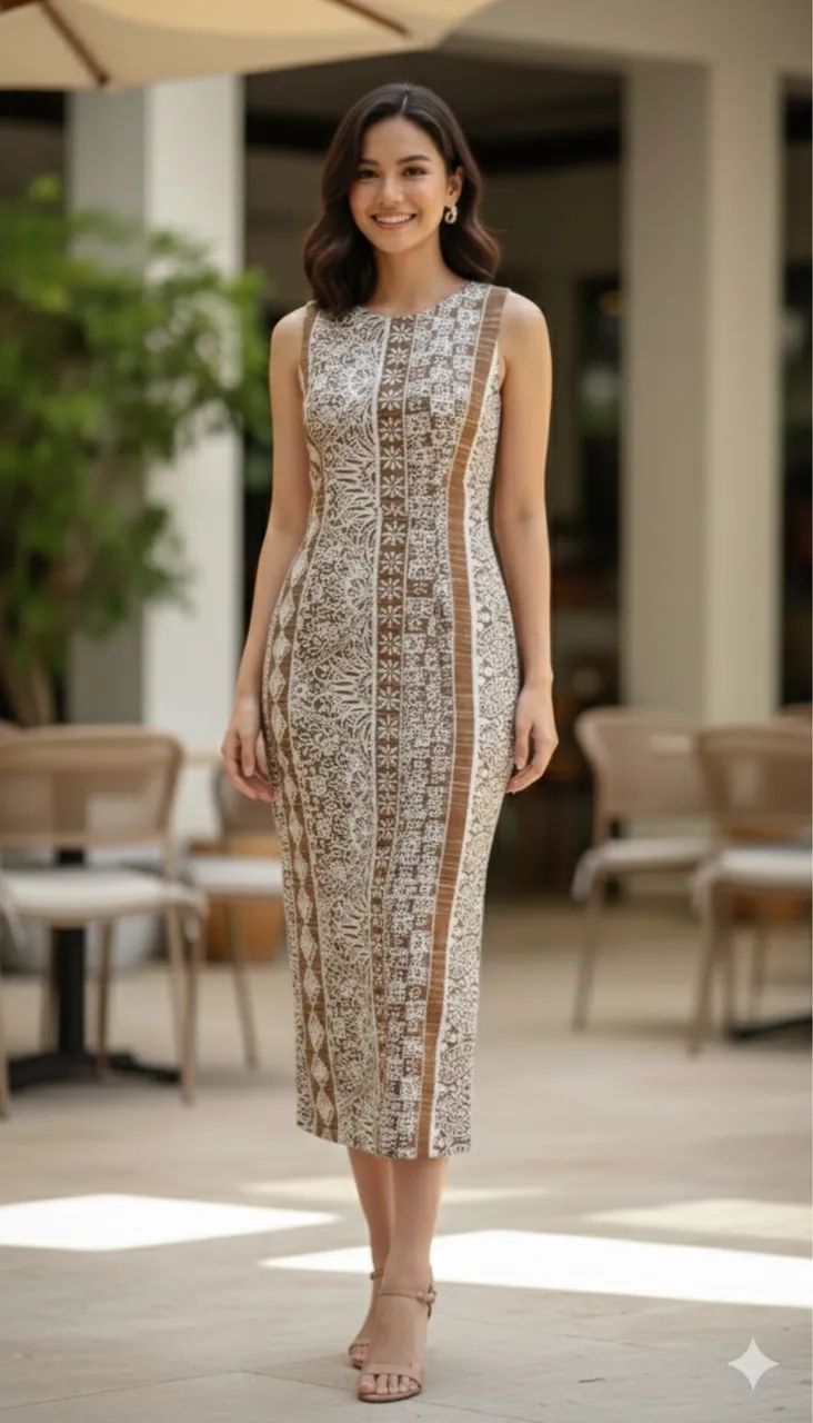 Vestido tam PP / P Estampado Marrom e Branco - Foto 2