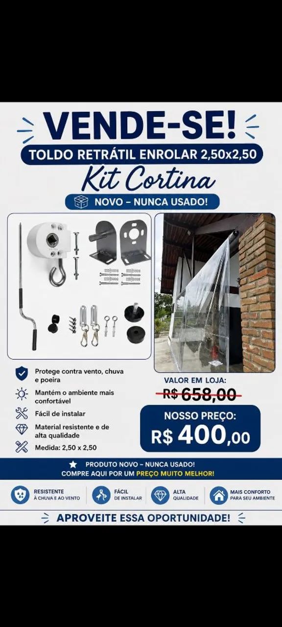 Toldo retrátil - kit cortina 