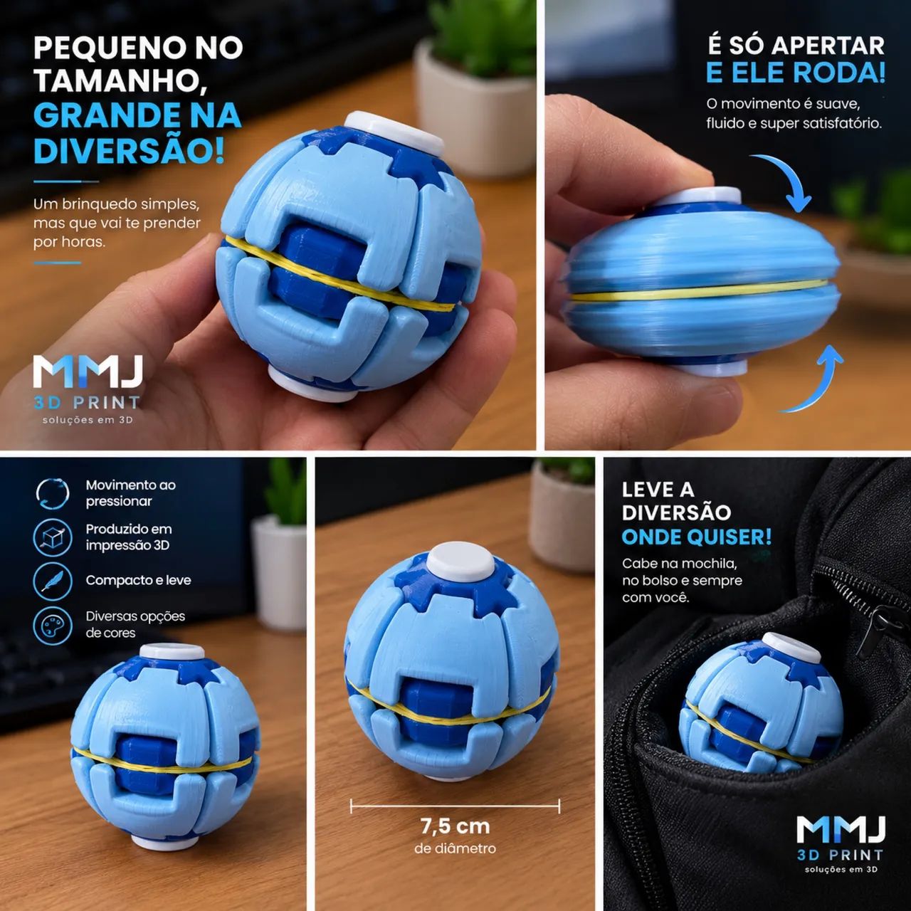 Bola Giratória Fidget Toy 3D