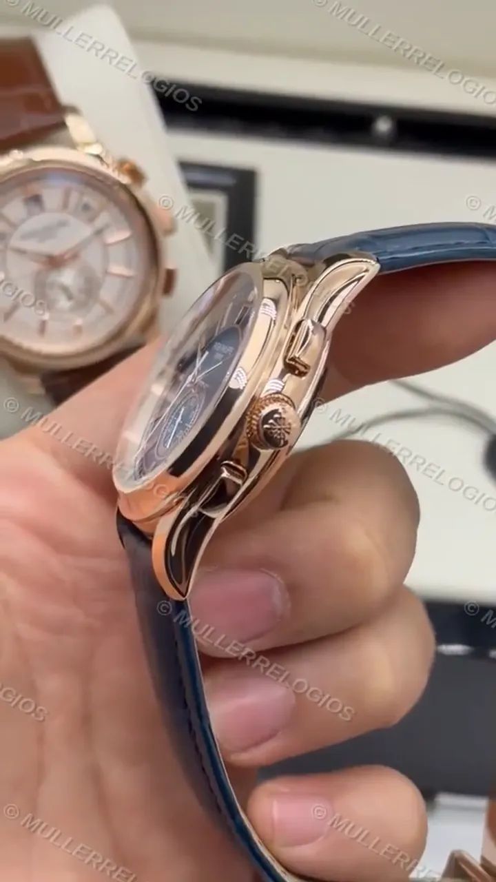 Patek Philippe 40mm Automático Rosé e Azul - Foto 5