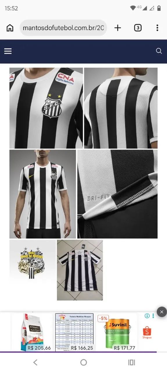 Camiseta Santos FC Original Nike - Roupas Esportivas - Residencial