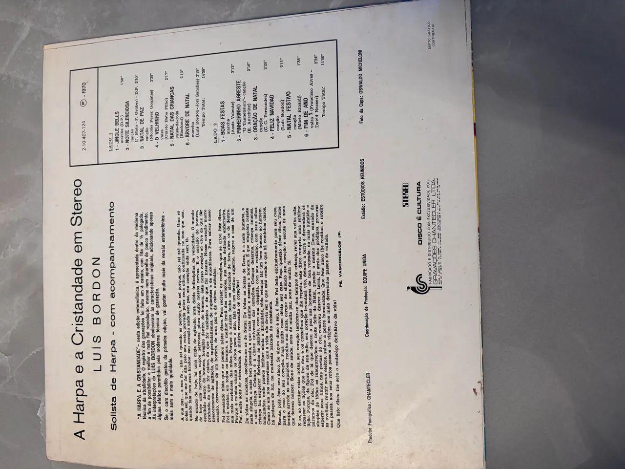 Disco de vinil A harpa e a cristandade Luís Bordon - Foto 3