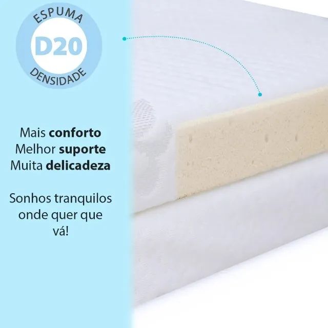 Colchonete para Carrinho de Bebê Moisés Infantil Baby Antialérgico Impermeável 29x73x4cm - Foto 2