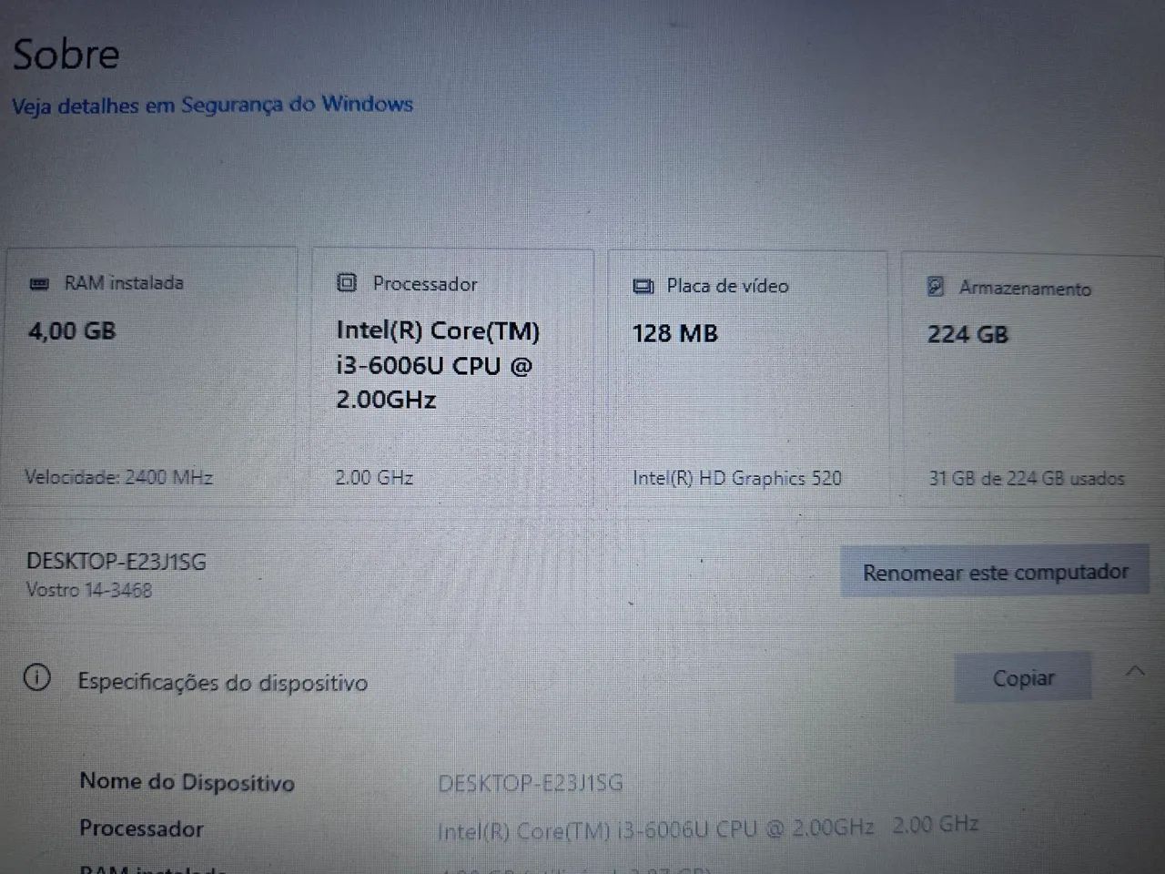 Note book dell vostro 3468 i3 com ssd - Foto 3