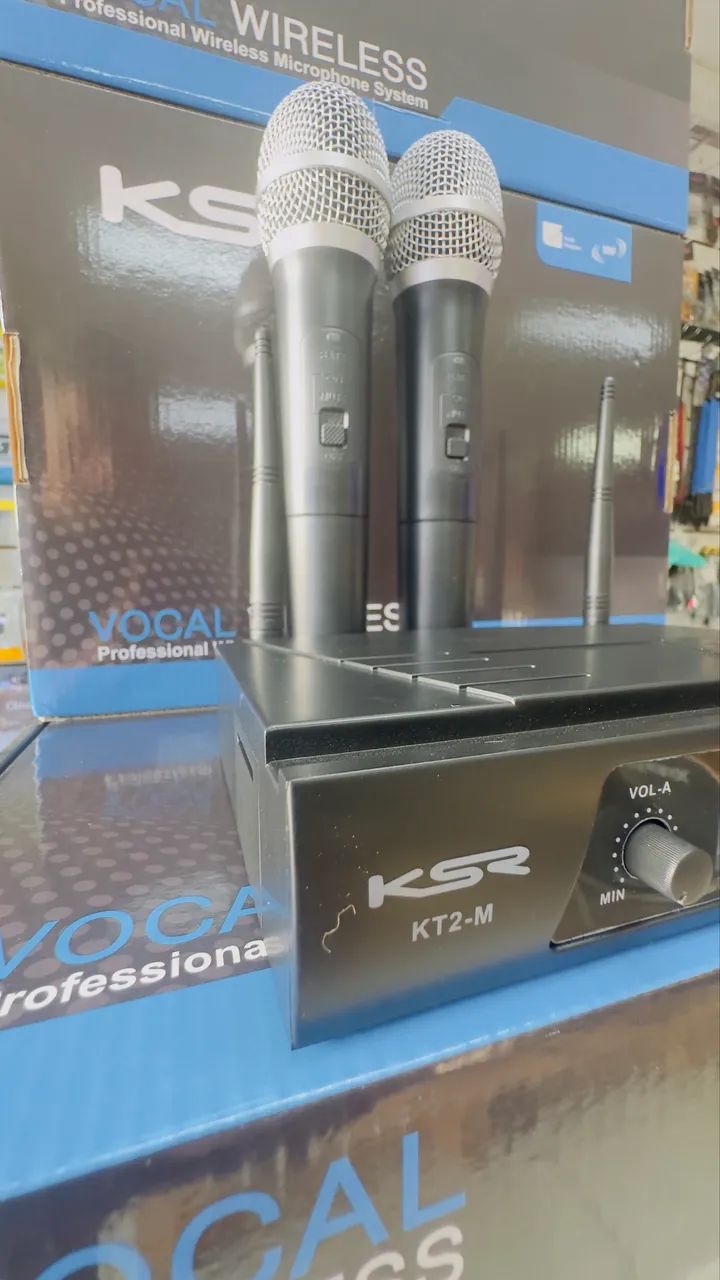 Microfone sem fio duplo UHF KSR - Foto 3