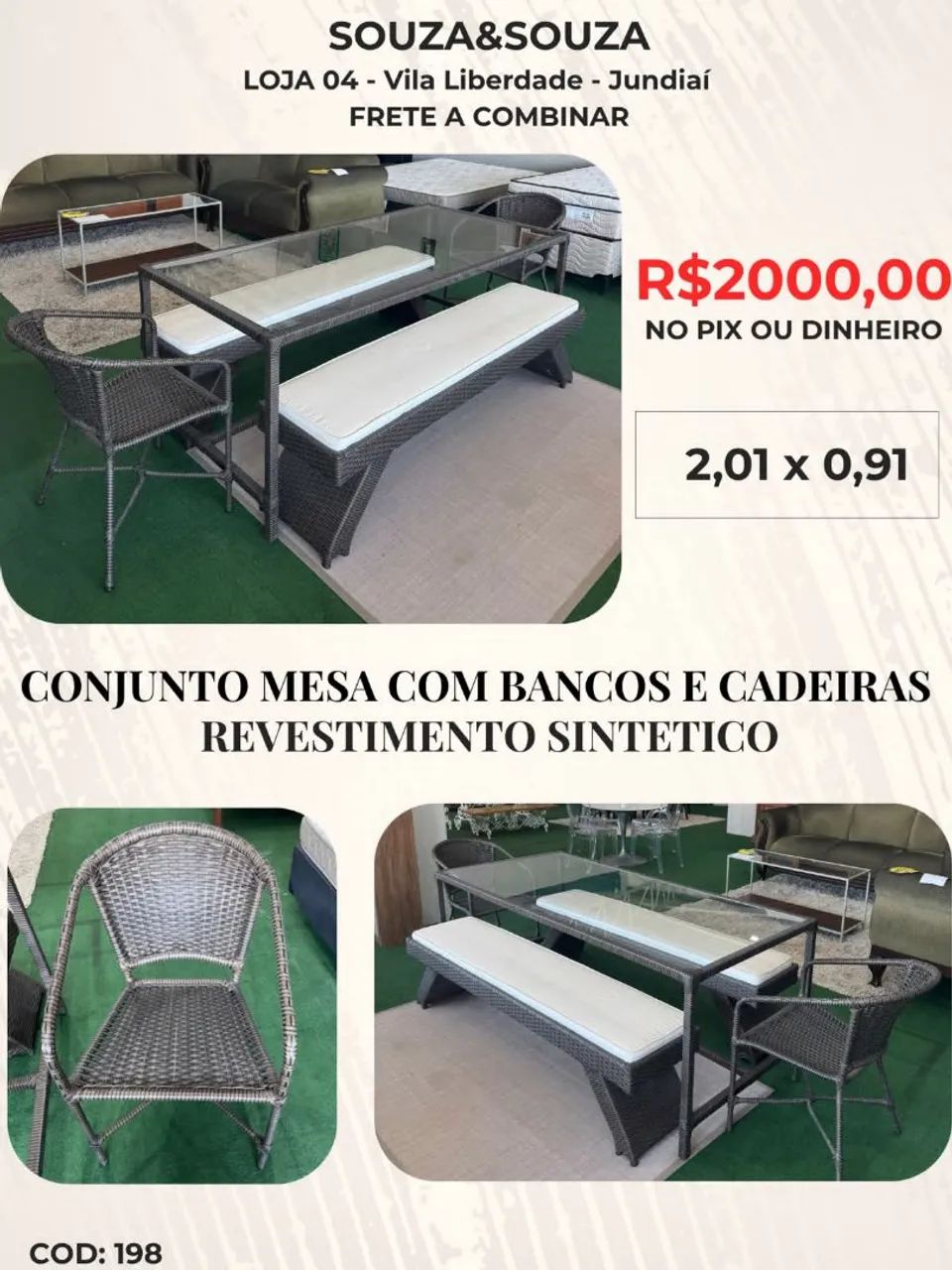 Mesa de Jantar com Bancos E Cadeiras 