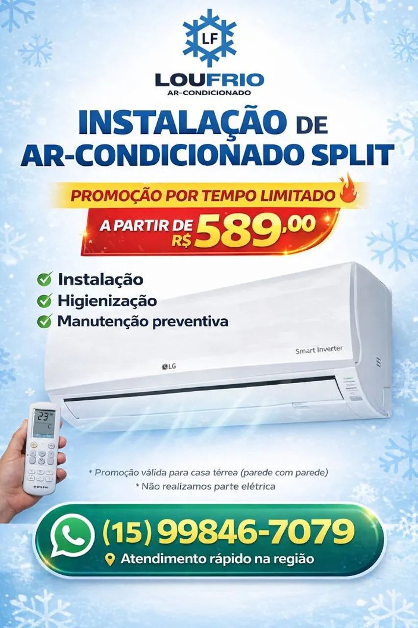 Instalação ar condicionado split ? Manutenção Higienização 