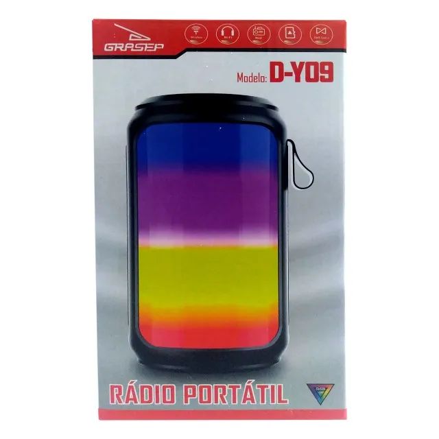 2 x Caixa de Som Bluetooth Grasep D-Y09 | LED Rítmico + Rádio FM +