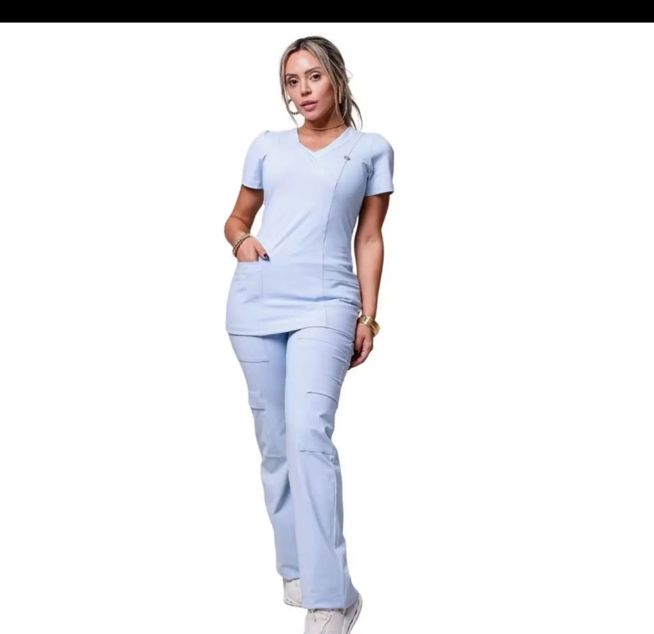 Scrub azul bebê tecido tecnológico 