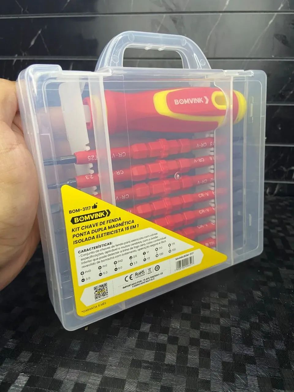 KIT CHAVE ISOLADA ELETRICISTA BOMVINK 15 EM 1 BOM-3117