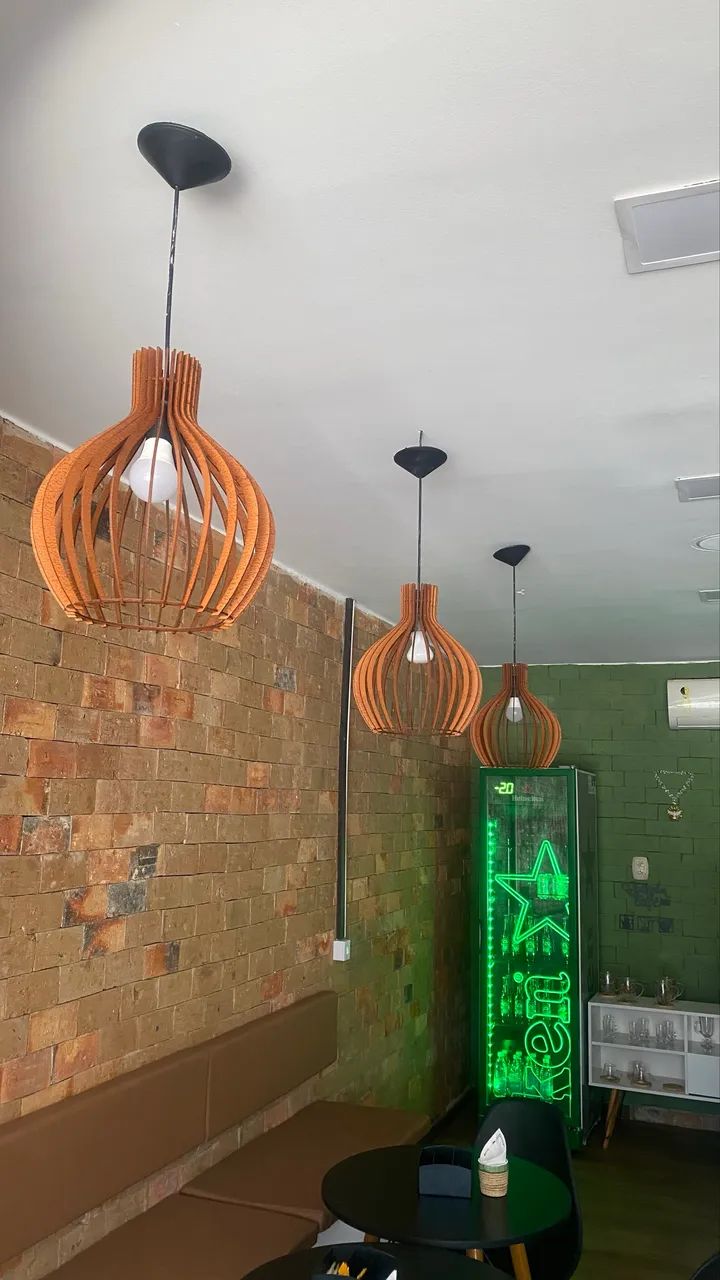 3 luminárias em madeira  - Foto 2