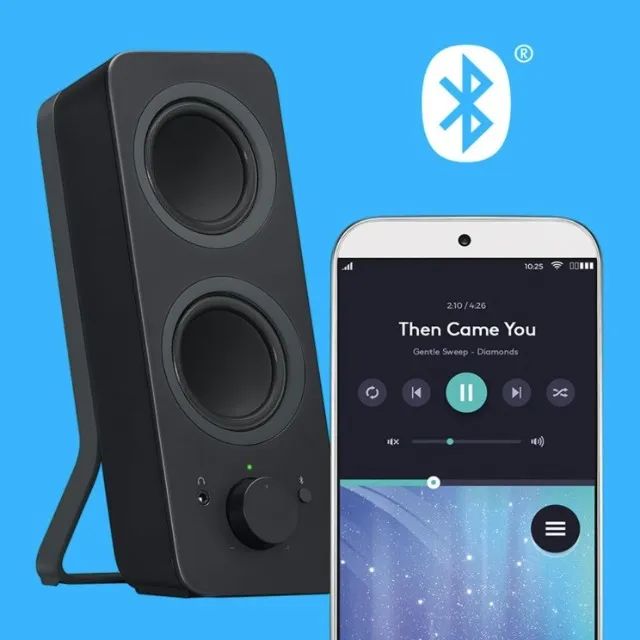 Caixa de som Bluetooth Logitech Z207 com Sistema 2.0 e conexão Bluetooth Nova Lacrada - Foto 2
