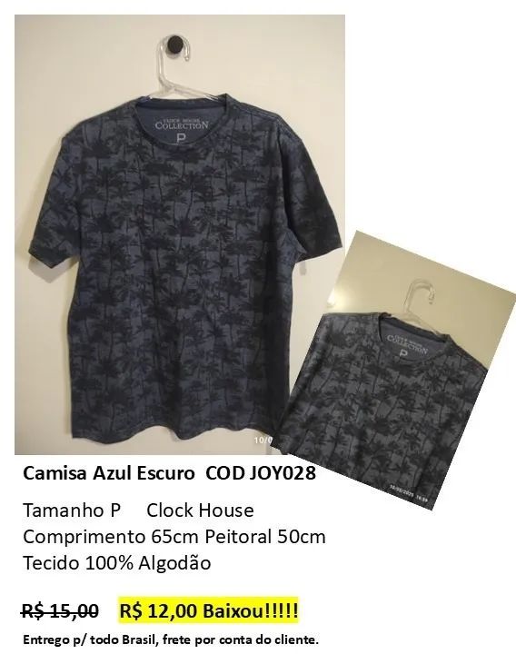 Camiseta Azul Masculina - Foto 3