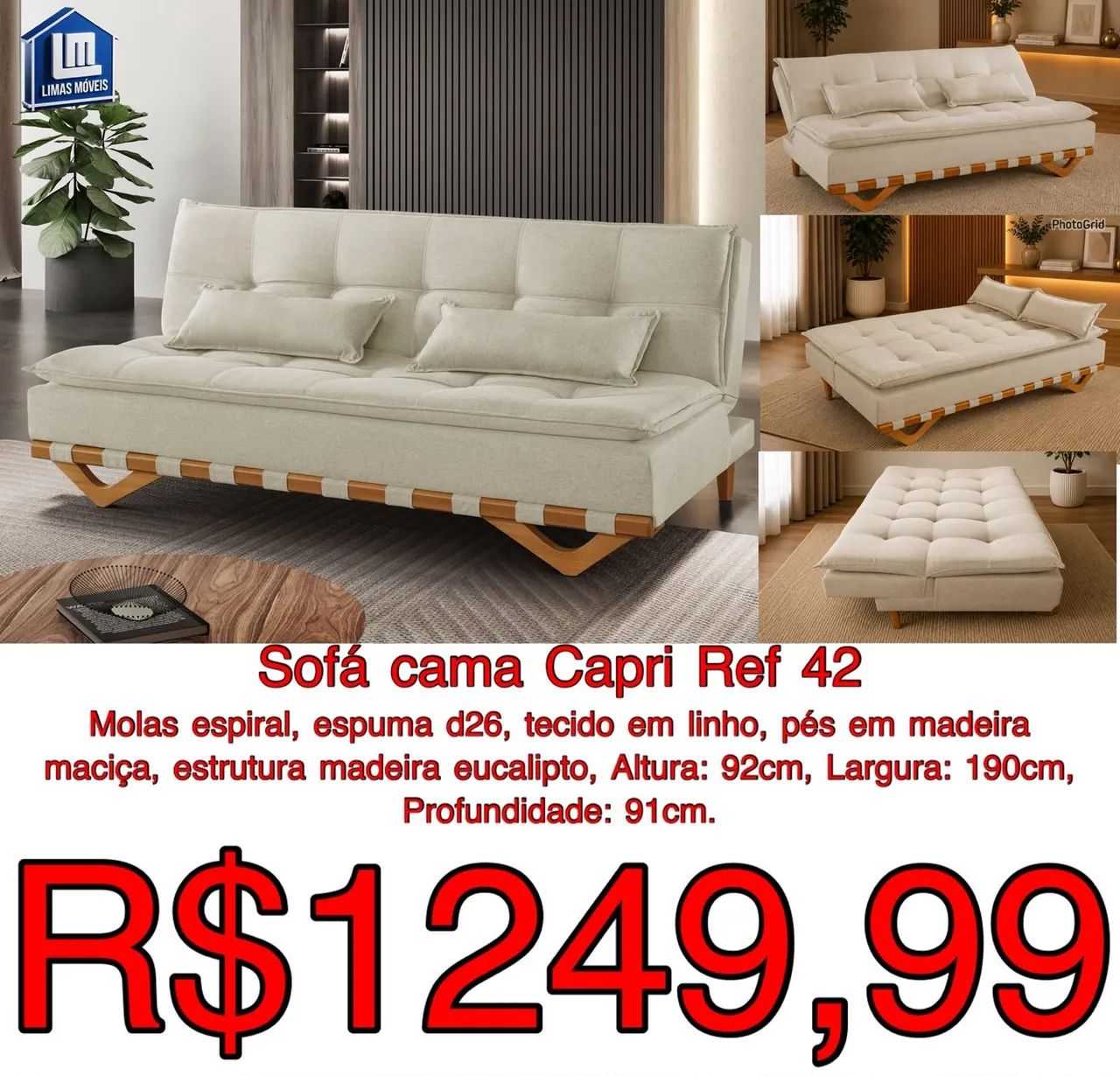 SOFÁ CAMA CAPRI 