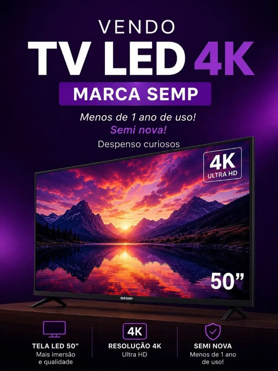 Tv 50 polegadas 4K pagamento avista tem conversa no valor 