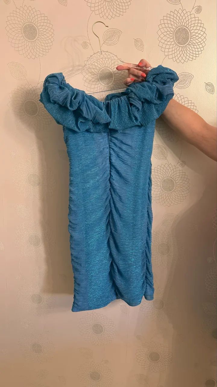 Vestido Azul com glitter tamanho M - Foto 2
