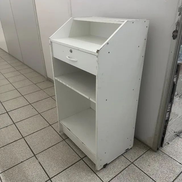 Móvel de Caixa Balcão Compacto Loja Comércio Branco