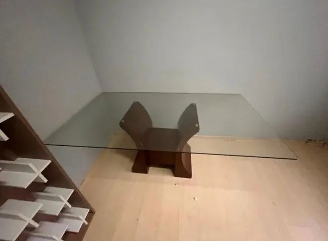 Mesa de Jantar Retangular Tampo de vidro - 6 lugares