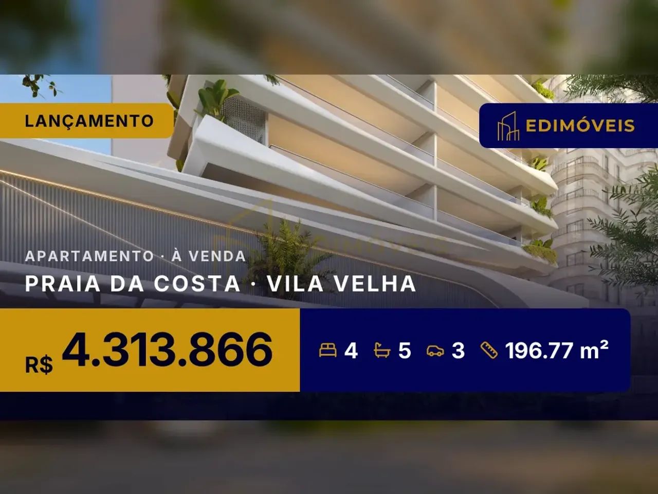 Apartamento moderno e sofisticado na Praia da Costa - Vila Velha!