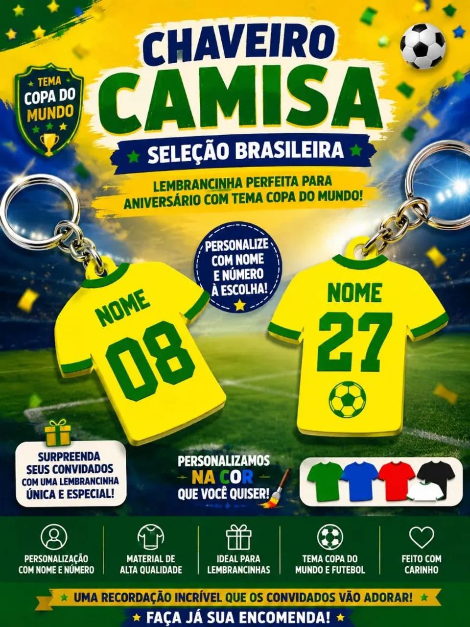 Chaveiro Camisa do Brasil personalizável  - Foto 3