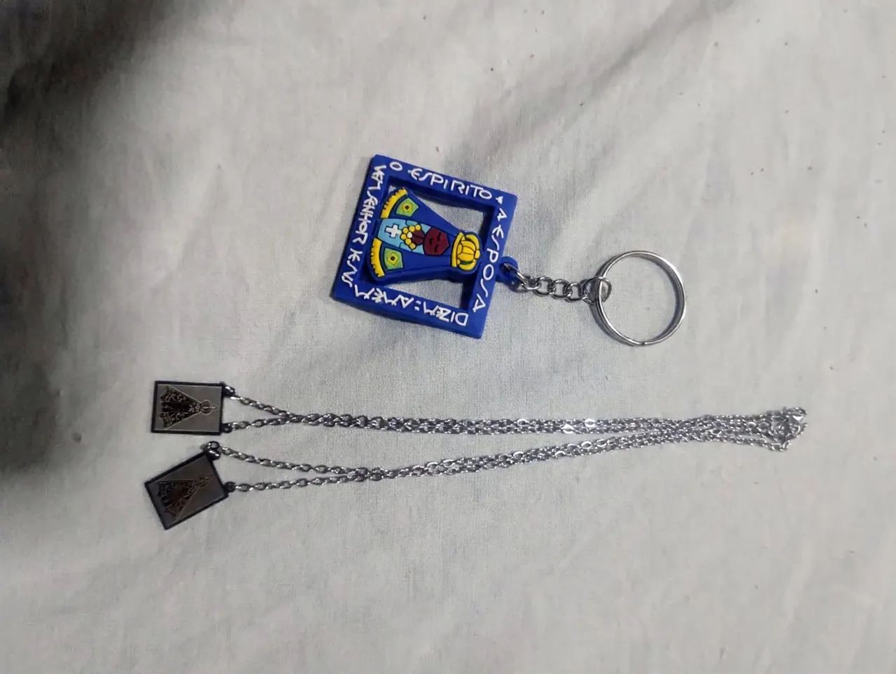 Kit Escapulário Aparecida Aço Inox 316L + Chaveiro Fé