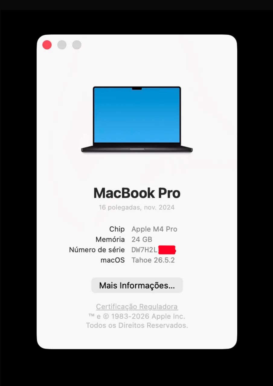 Macbook pro 16 polegadas chip m4 pro 24gb / 512gb garantia Apple: 17/07/2027 ( 24 / 512 ) - Foto 5